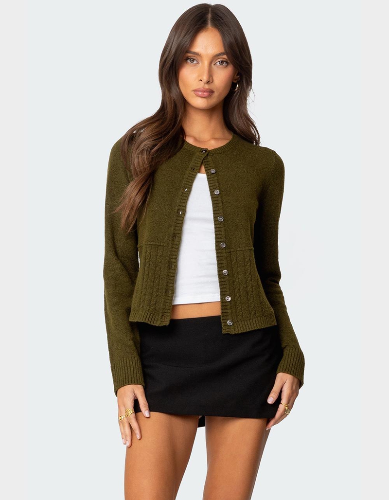 EDIKTED Half Cable Knit Cardigan image number 0