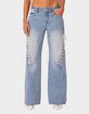 EDIKTED Low Rise Ribbon Lace Up Jeans image number 1