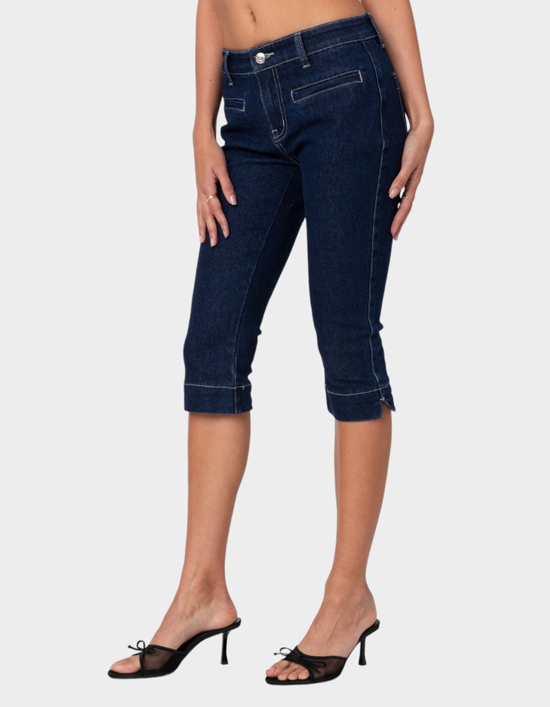 EDIKTED Contrast Stitch Capri Jeans image number 3