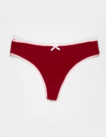 FULL TILT Bow Lace Trim Rib Thong Primary Image