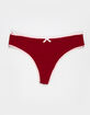FULL TILT Bow Lace Trim Rib Thong image number 1