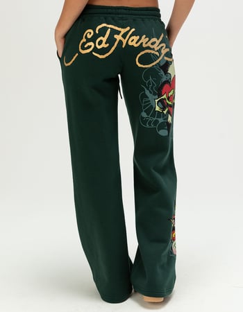 ED HARDY Sacred Heart Womens Rhinestone Sweatpants Alternative Image
