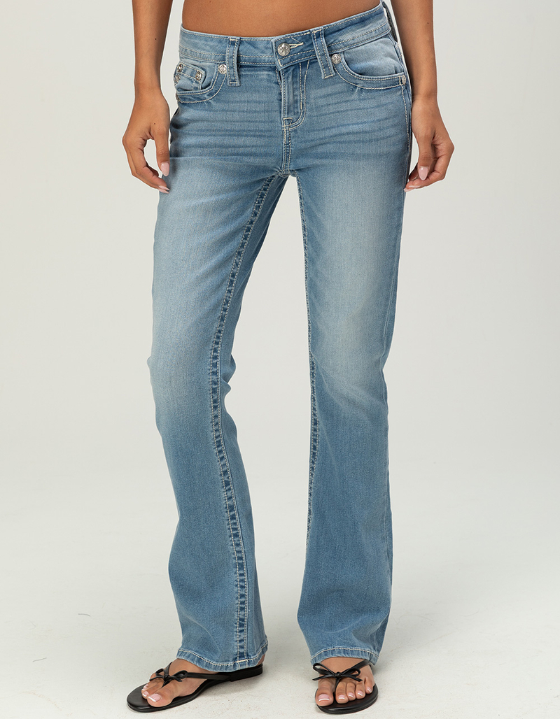 MISS ME Womens Mid Rise Bootcut X Pocket Jeans image number 2