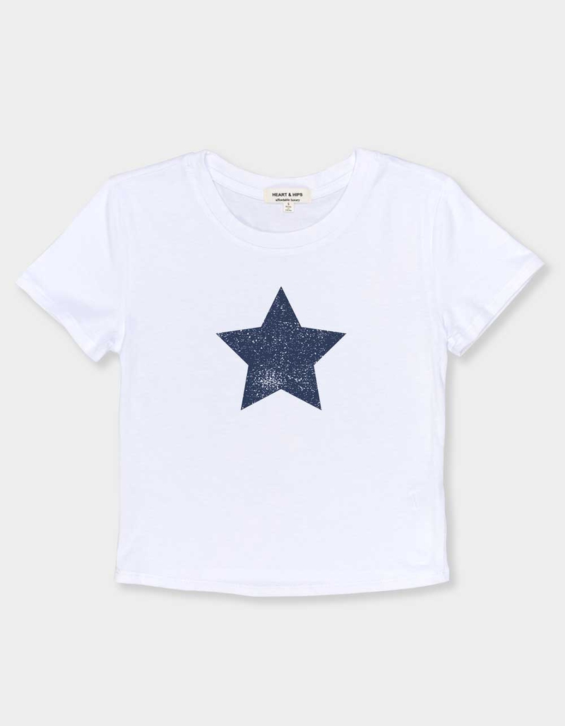 STAR Distressed Womens Baby Tee image number 1