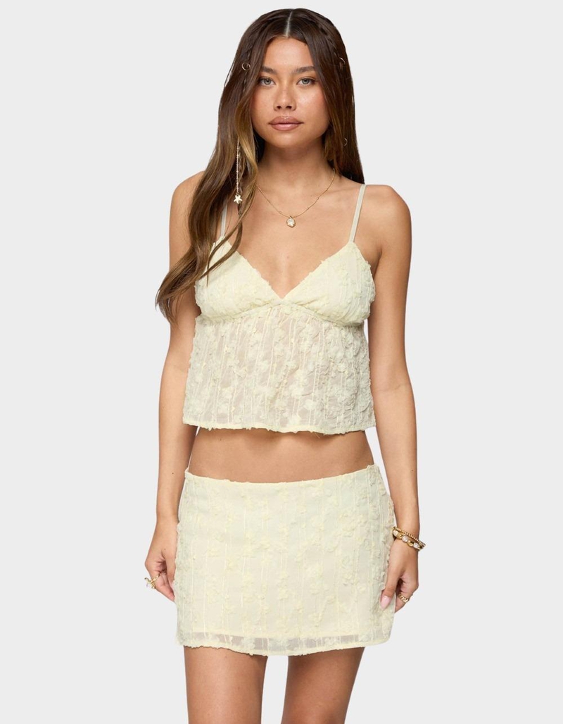 EDIKTED Leora Textured Floral Babydoll Top image number 0