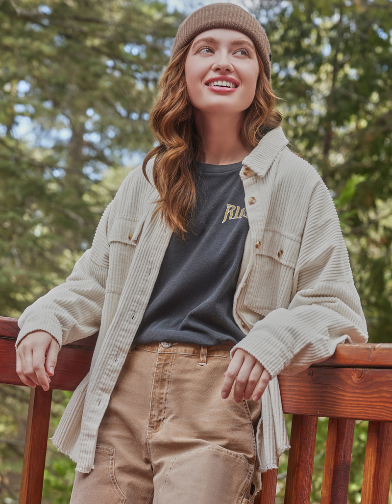 RSQ Womens Raw Edge Corduroy Shacket  image number 0