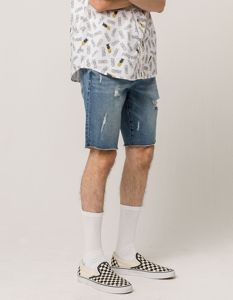 RSQ London Skinny Mens Ripped Denim Shorts image number 0
