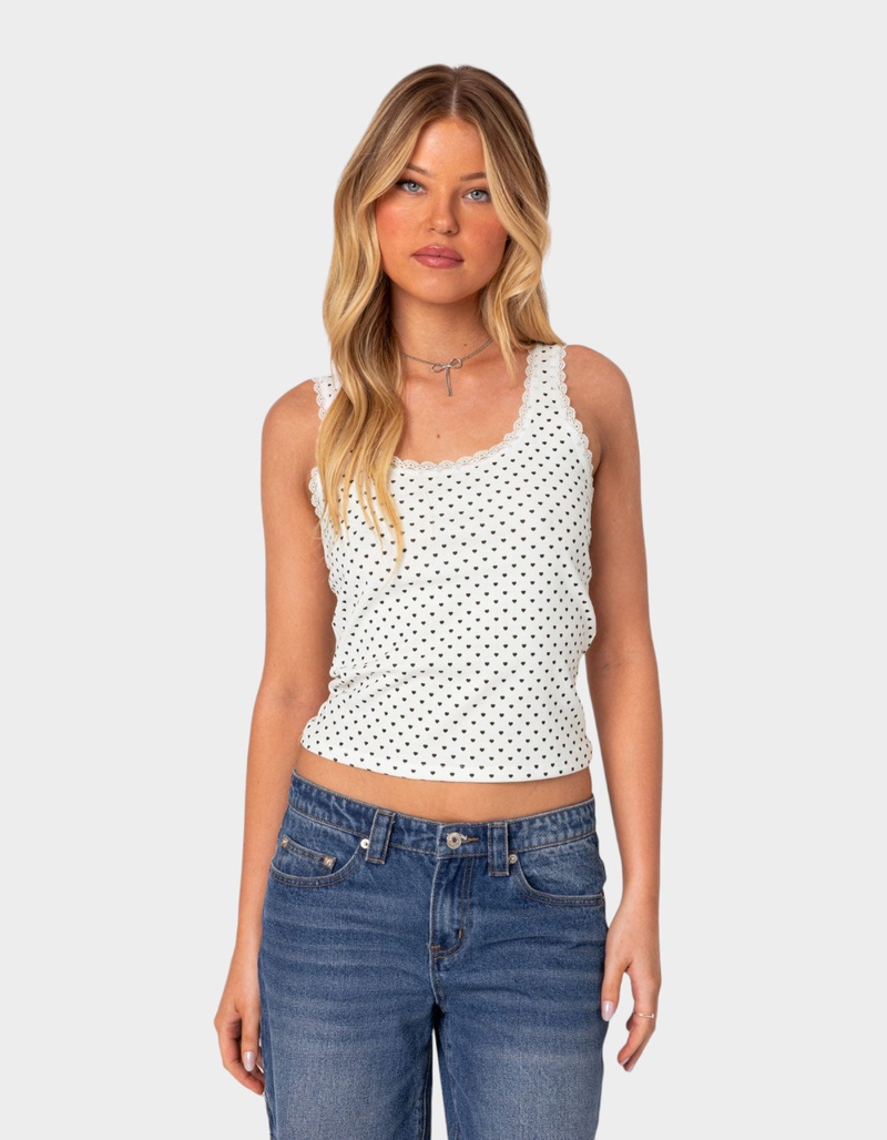 EDIKTED Lover Girl Printed Tank Top image number 0