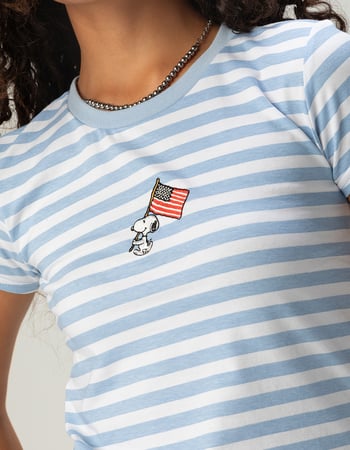 RSQ x Peanuts Womens Stripe Baby Tee Alternative Image