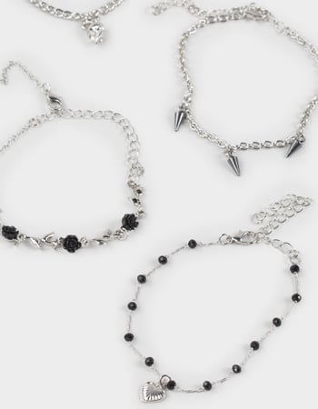 FULL TILT 5 Pack Skull/Spike/Rose Bracelets Alternative Image