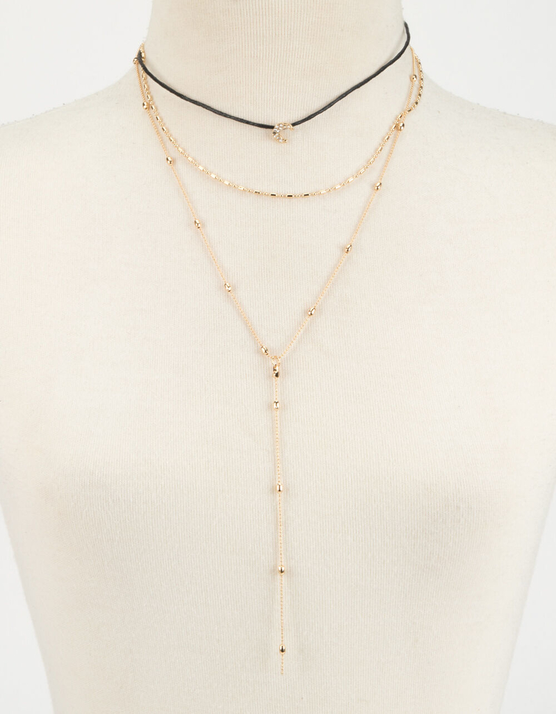 FULL TILT Layered Moon Chain Necklace image number 1