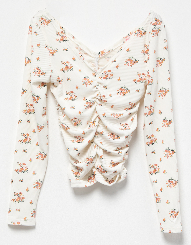 POOF Double V Girls Floral Cinch Top image number 0