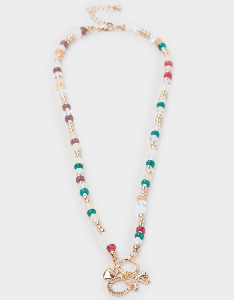 FULL TILT Beaded Bow/Horse/Shoe Charm Necklace image number 0