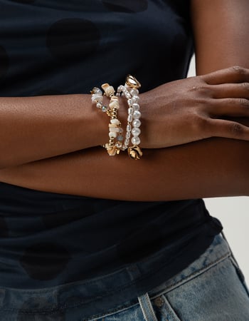 FULL TILT 4 Pack Faux Shell/Beaded Bracelets Alternative Image