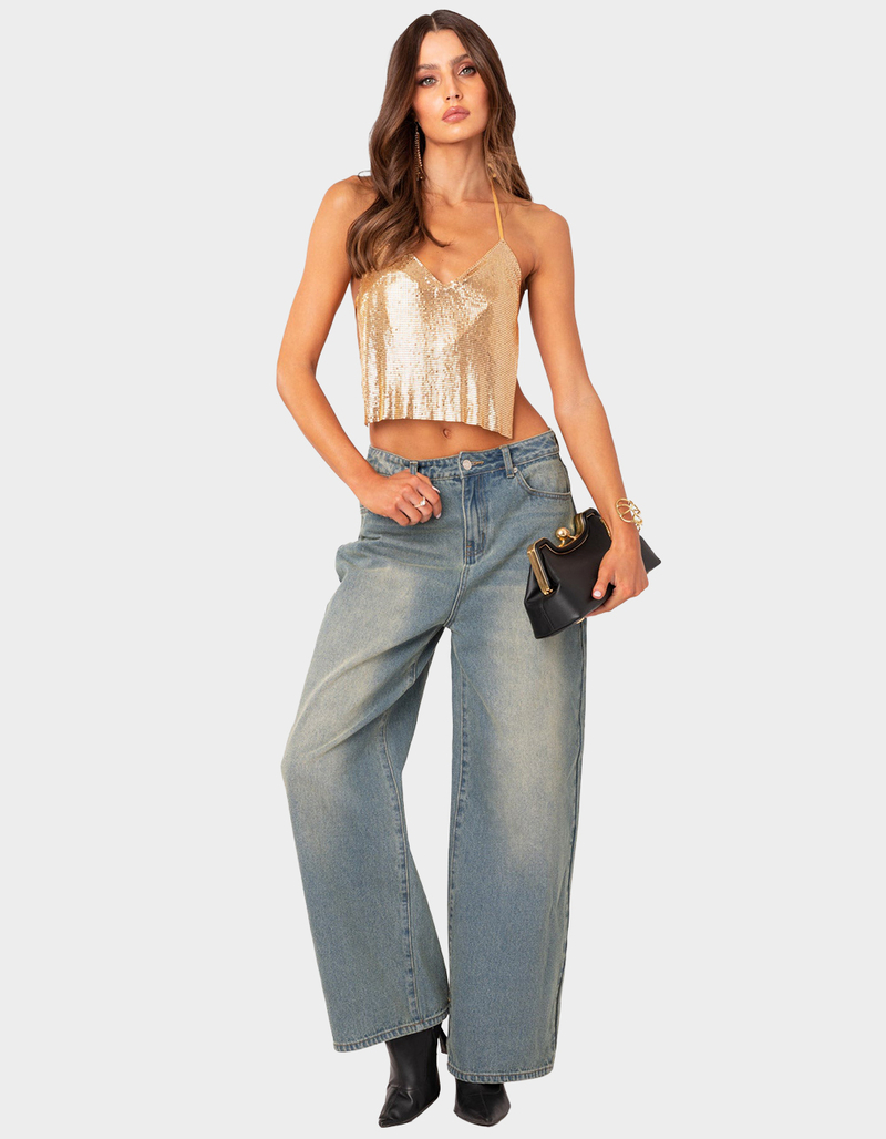 EDIKTED Braya Washed Low Rise Baggy Jeans image number 1