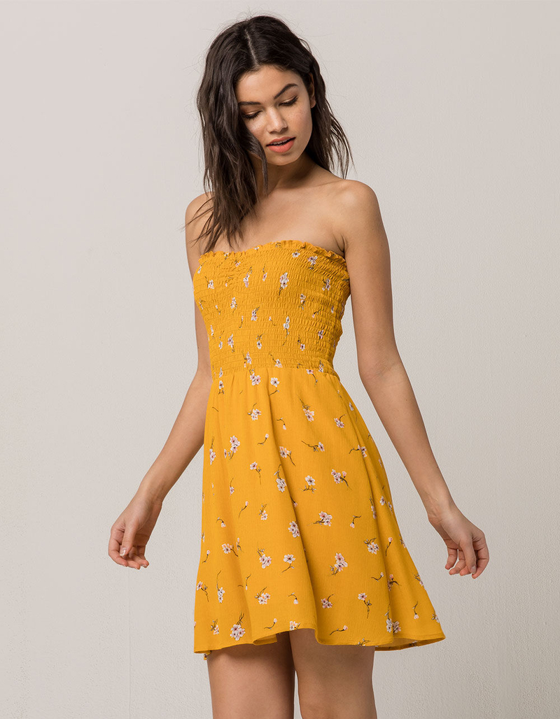 GYPSIES & MOONDUST Floral Smocked Tube Top Dress image number 0