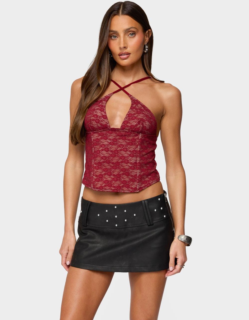 EDIKTED Tyra Crisscross Lace Boned Top image number 0