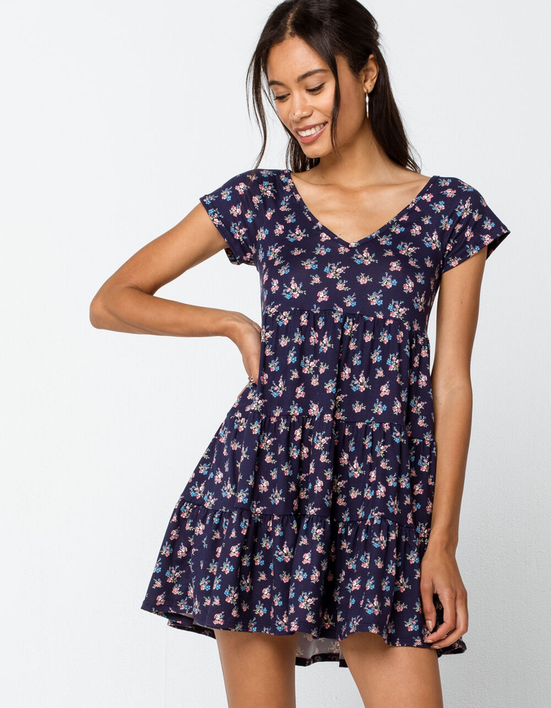 IVY & MAIN Ditsy Knit Tiered Babydoll Dress image number 0