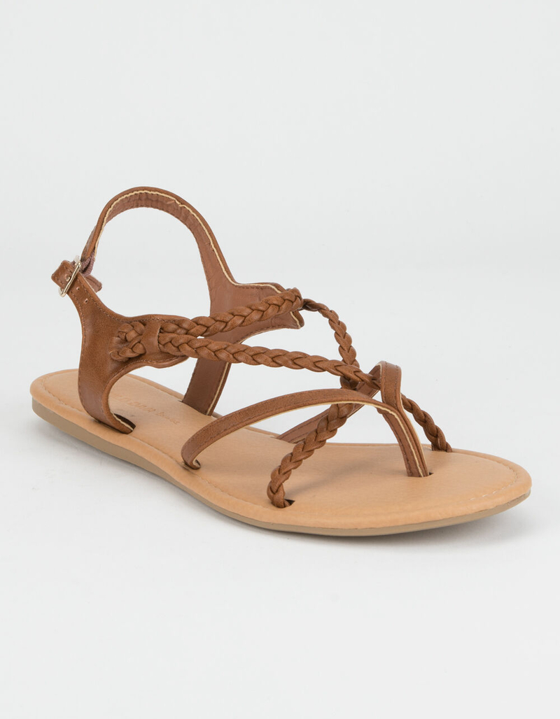 WILD DIVA Braid Ankle Strap Tan Womens Sandals image number 0