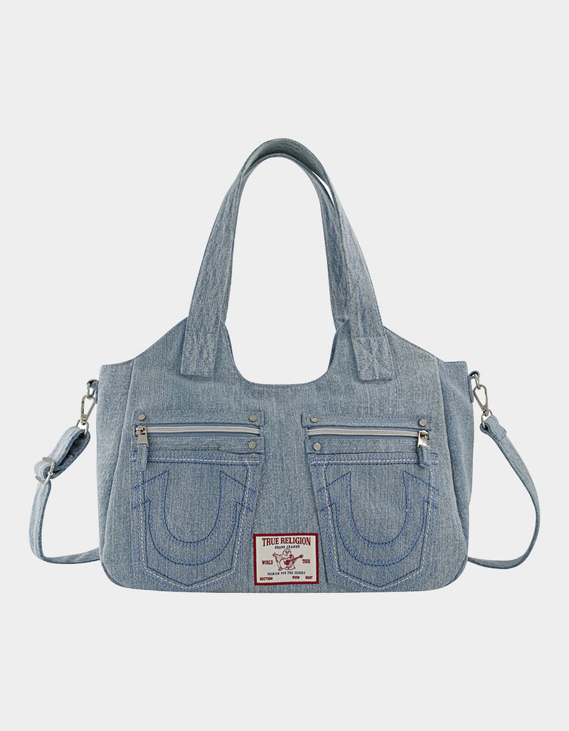 TRUE RELIGION Horseshoe Stitch Denim Satchel Bag image number 1