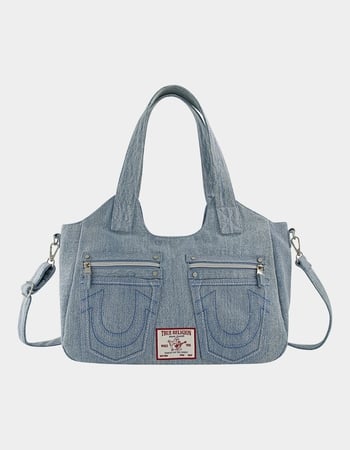 TRUE RELIGION Horseshoe Stitch Denim Satchel Bag Alternative Image
