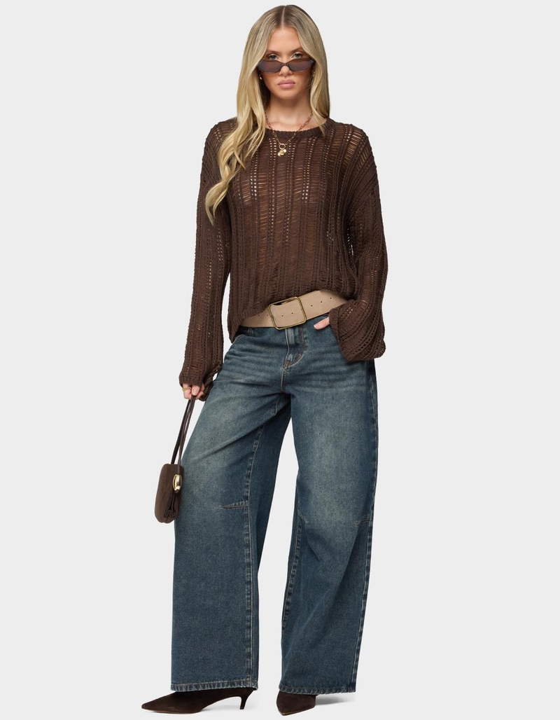 EDIKTED Jaide Sheer Ladder Knit Sweater image number 4