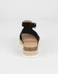 SODA Ankle Strap Girls Black Espadrille Flatform Sandals image number 4