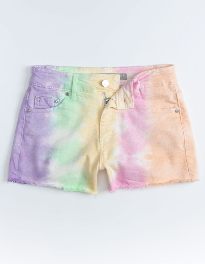 TRACTR Tie Dye Girls Denim Shorts image number 0