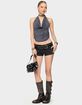 EDIKTED Syra Zipper Low Rise Denim Shorts image number 5