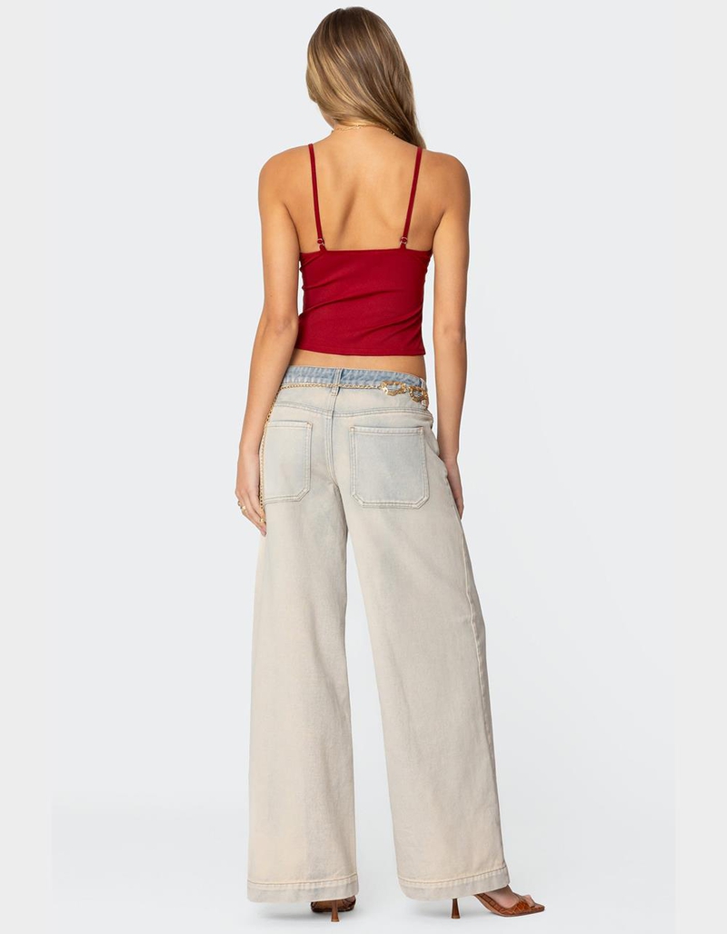 EDIKTED Rhiannon Washed Wide Leg Jeans image number 4