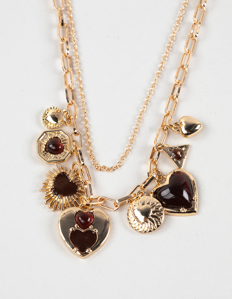 FULL TILT Multi Heart Charm Necklace image number 1
