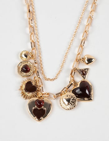 FULL TILT Multi Heart Charm Necklace Alternative Image