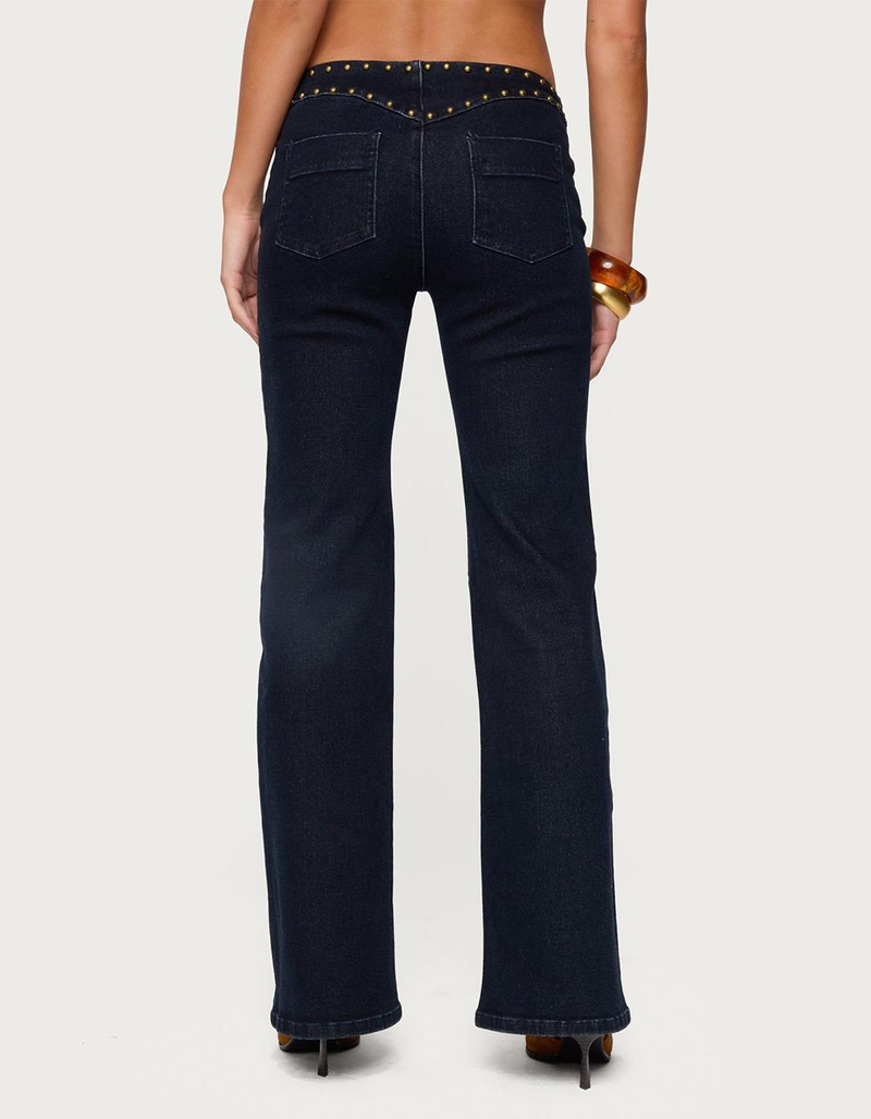 EDIKTED Carys Studded Low Rise Flared Jeans image number 1