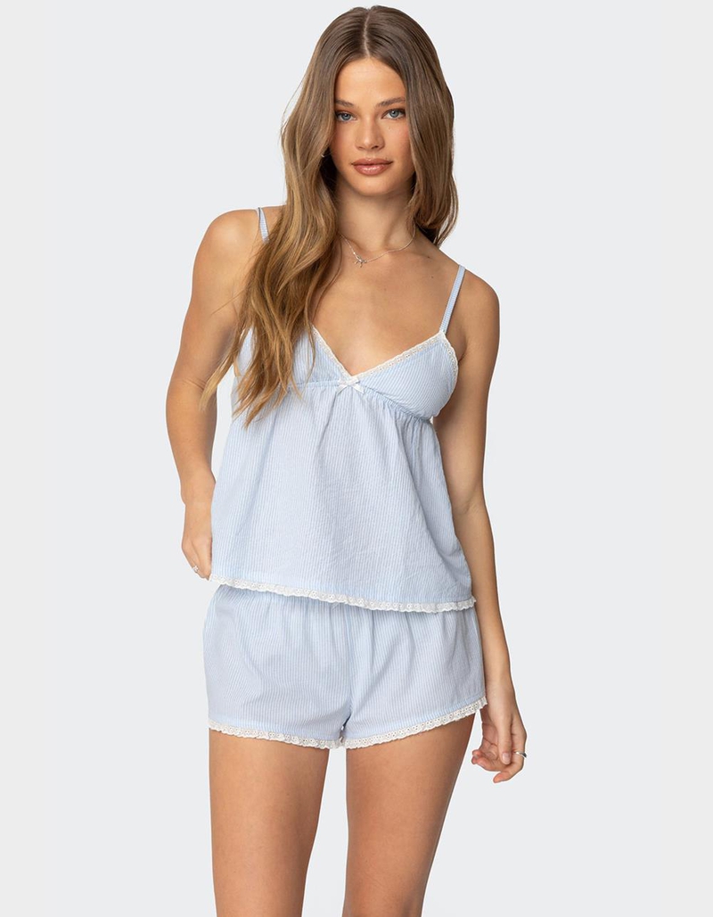 EDIKTED Danna Pinstripe Babydoll Tank Top image number 0