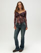 FULL TILT Floral Mesh Womens Hanky Top image number 5