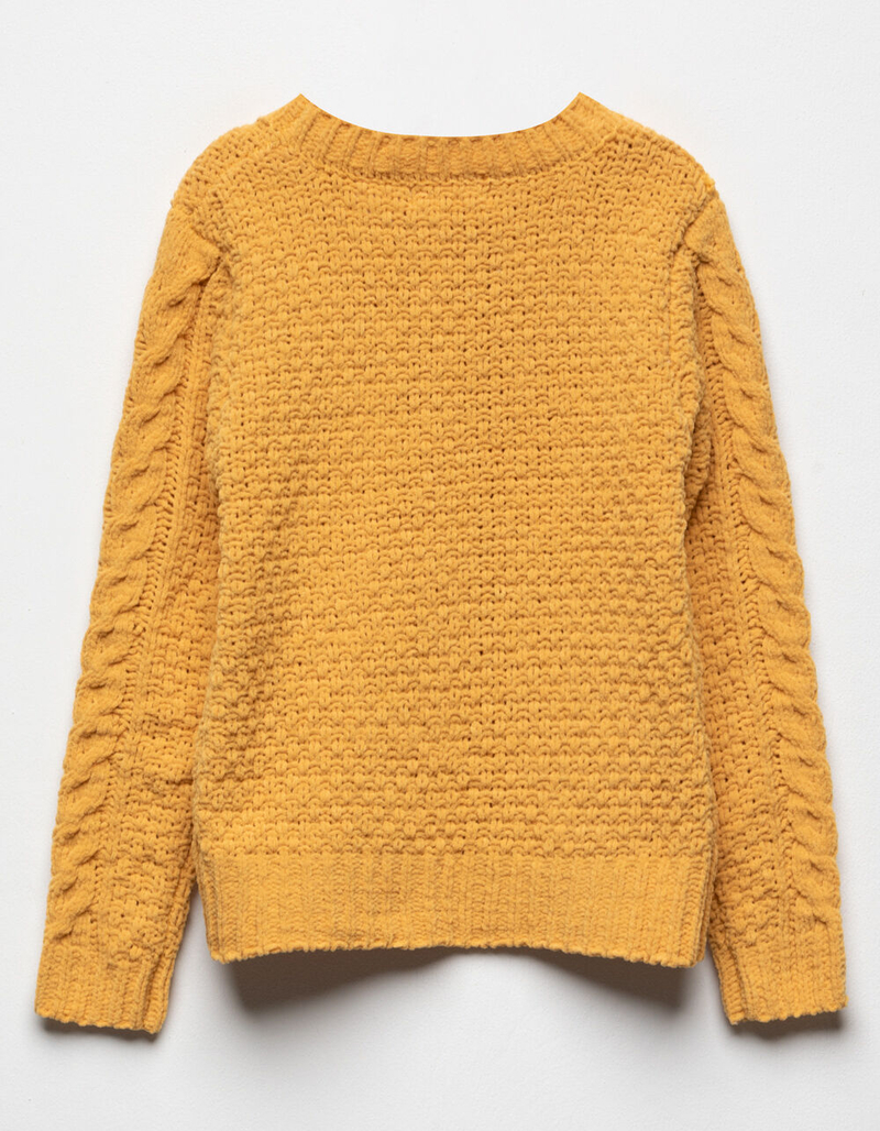WHITE FAWN Cable Knit Mustard Girls Sweater image number 1