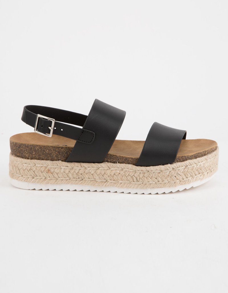 SODA 2 Strap Black Womens Espadrille Flatform Sandals image number 1
