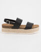 SODA 2 Strap Black Womens Espadrille Flatform Sandals image number 2