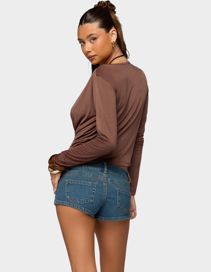 EDIKTED Draped V-Neck Long Sleeve Top image number 2