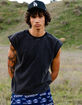 RSQ Mens Washed Cropped Muscle Tee image number 1