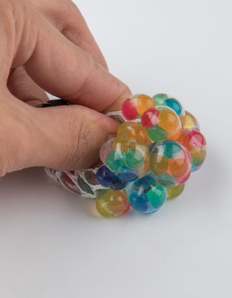 Rainbow Squishy Mesh Ball Keychain image number 1