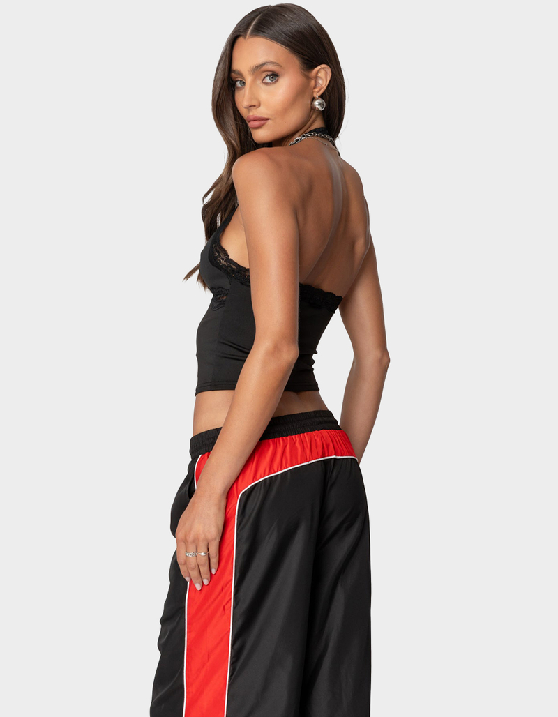 Hollow Out Lace Trim  Halter Sleeveless Top main image 0