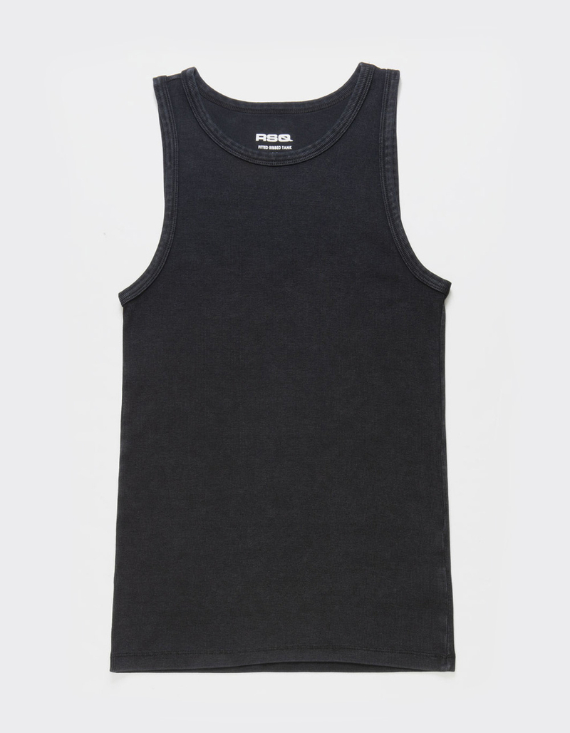 RSQ Mens Washed Fitted Rib Tank Top image number 0