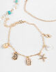FULL TILT 3 Pack Rhinestone/Beaded/Shell Charm Anklets image number 3
