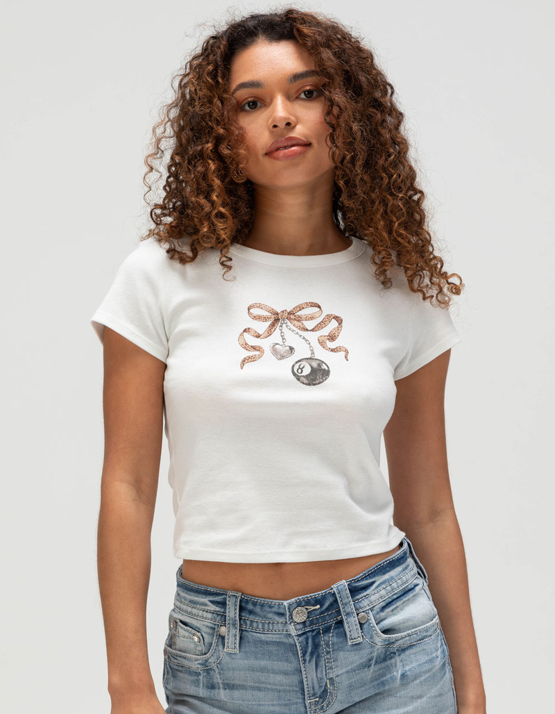 FULL TILT Bow Charm Womens Baby Tee image number 0