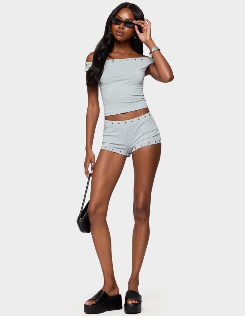 EDIKTED Neriah Grommet Micro Shorts image number 4