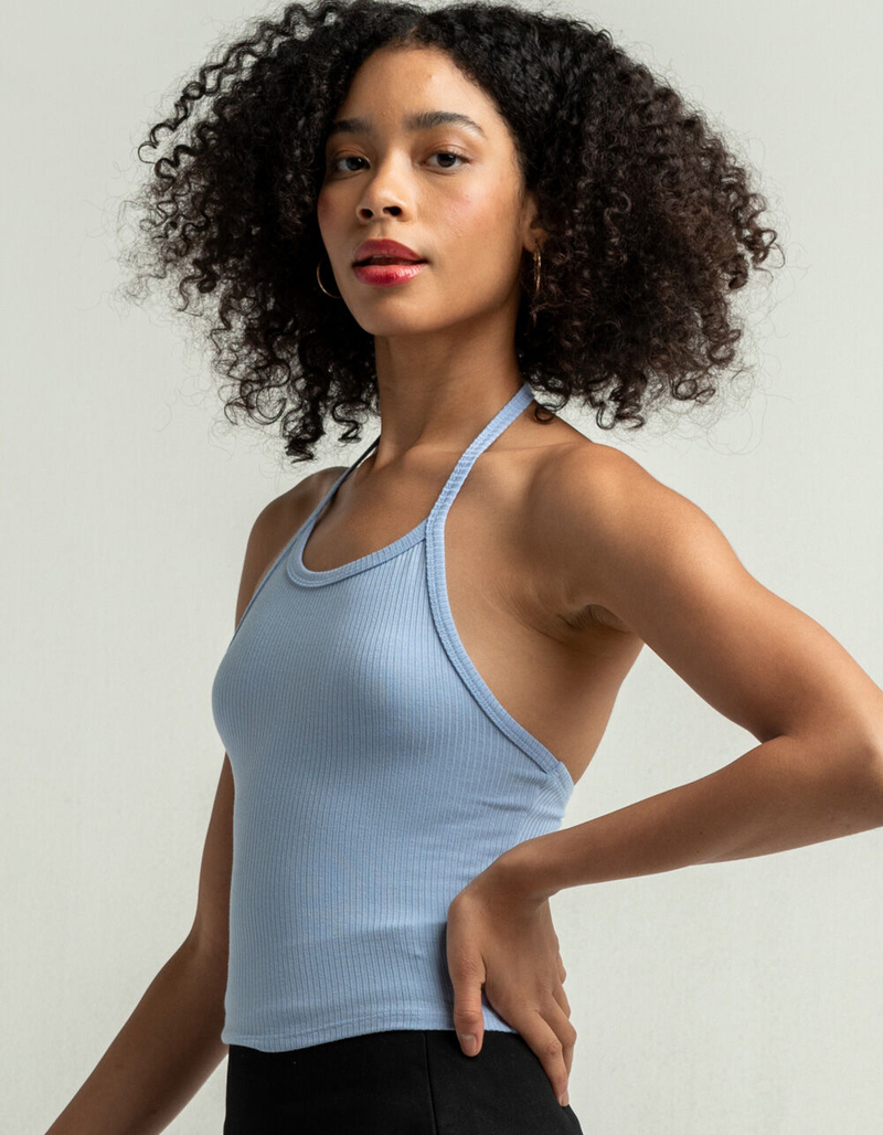 DESTINED Womens Blue Halter Top image number 1