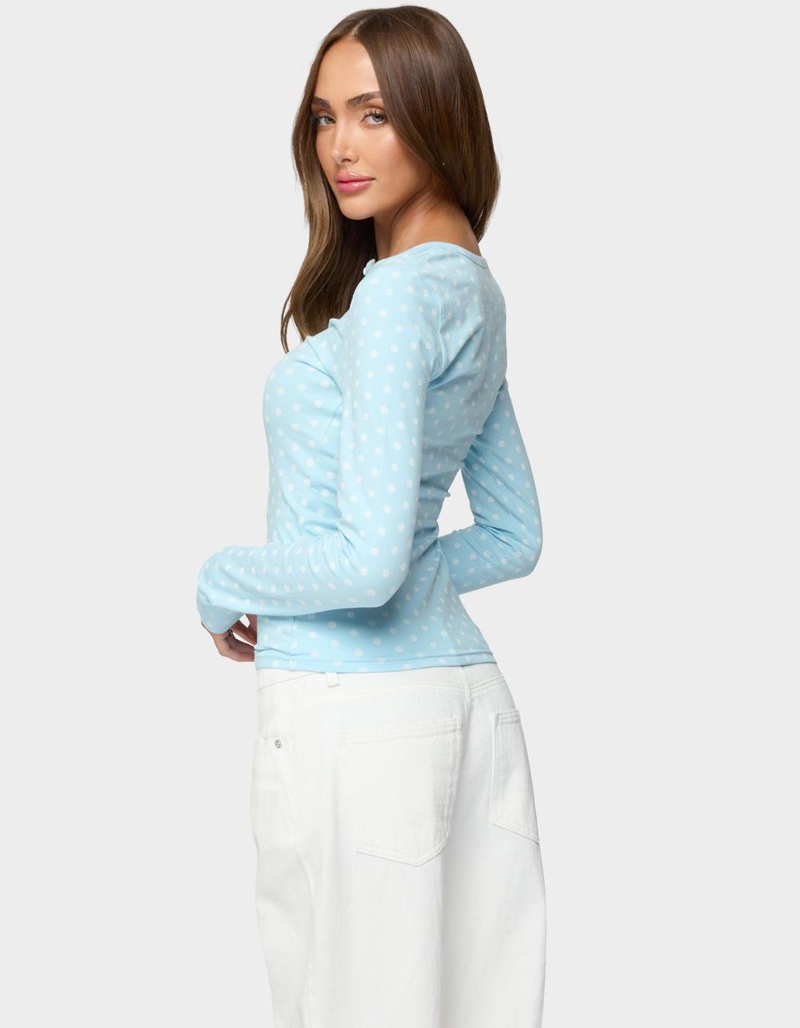 EDIKTED Keana Polka Dot Henley Top image number 2
