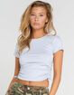SKY AND SPARROW Solid Cinch Side Womens Light Blue Tee image number 1