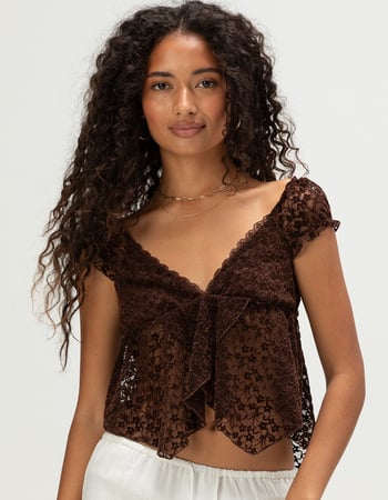 NECTAR CLOTHING Womens Flocked Butterfly Top Primary Image